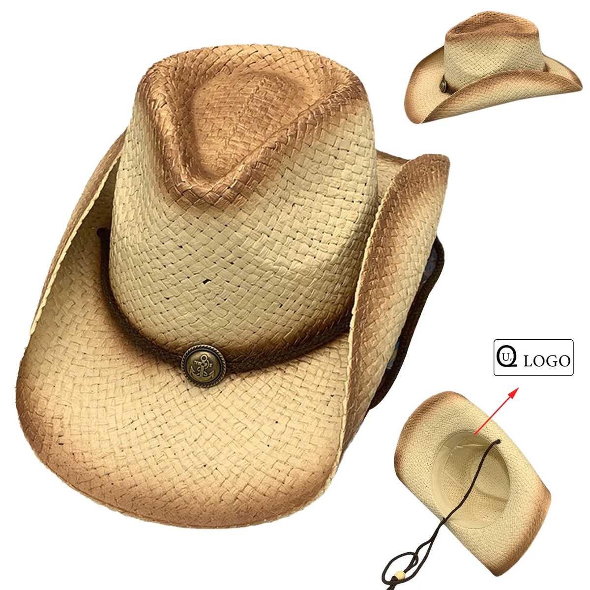 Unisex Cowboy Roll Rim Straw Hat Wide Brim 1