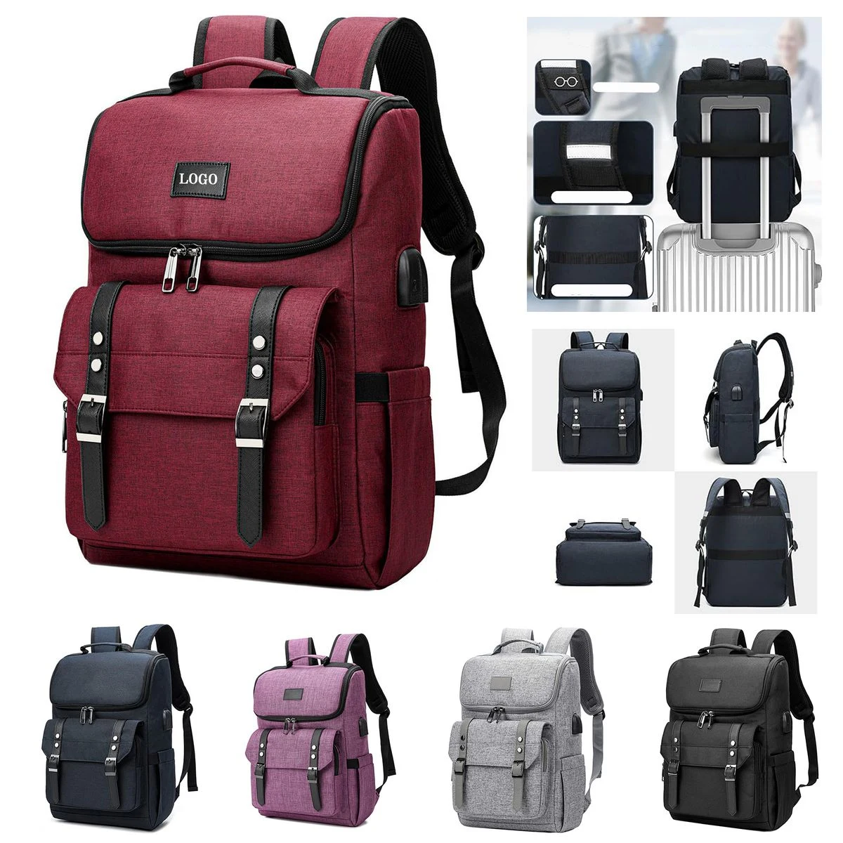 Charging Vintage Laptop Backpack 1