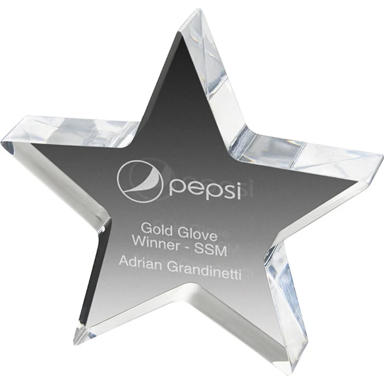 Clear Star Acrylic Paper Weight (5"x 5"x 1") Laser Engraved 1