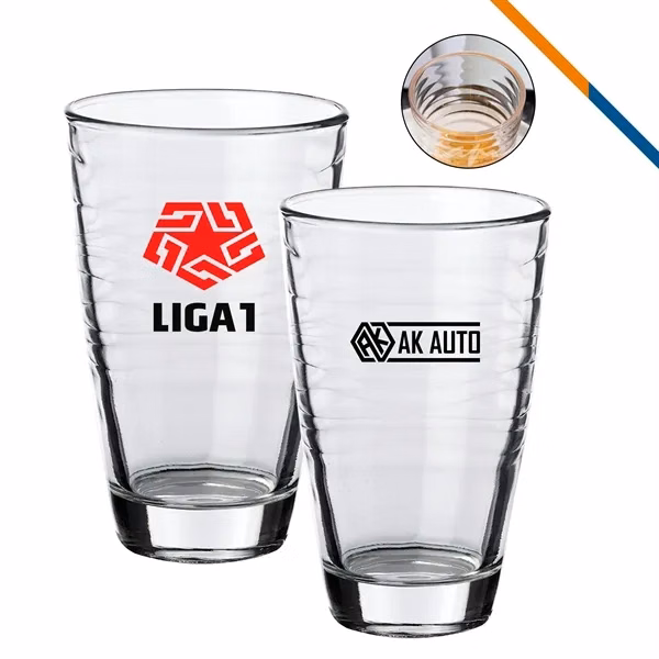 Custom 12 oz Textured Wave Pattern Beverage Glass — Restaurant & Event Promo
