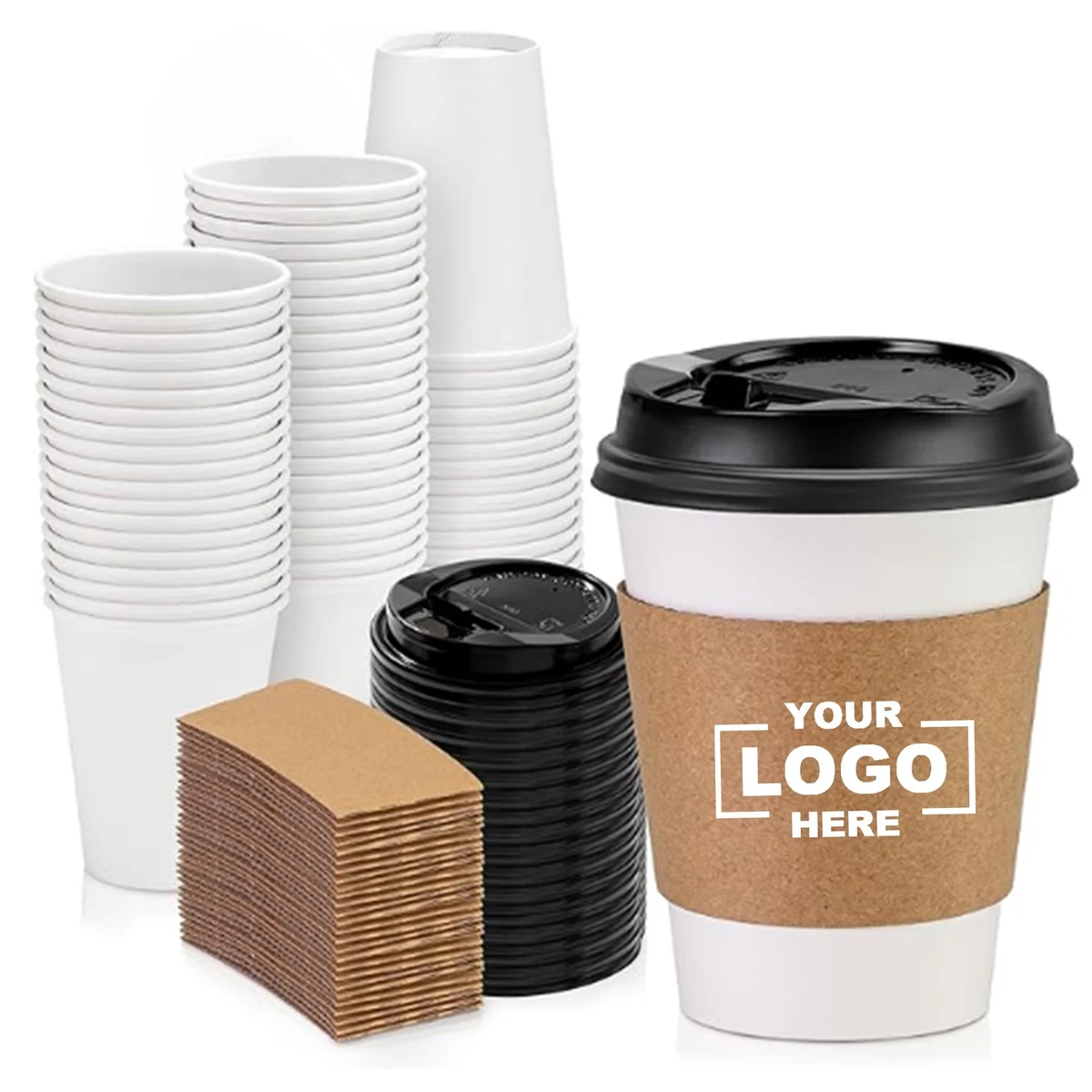 Disposable Coffee Cups with Lids and Sleeves 1