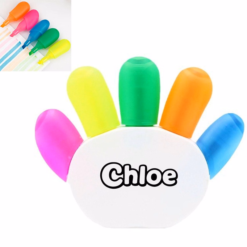 Five Color Palm-Shaped Finger Highlighter Set