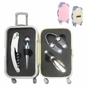 4 In 1 Suitcase Wine Opener With Corkscrew Blade And Handle