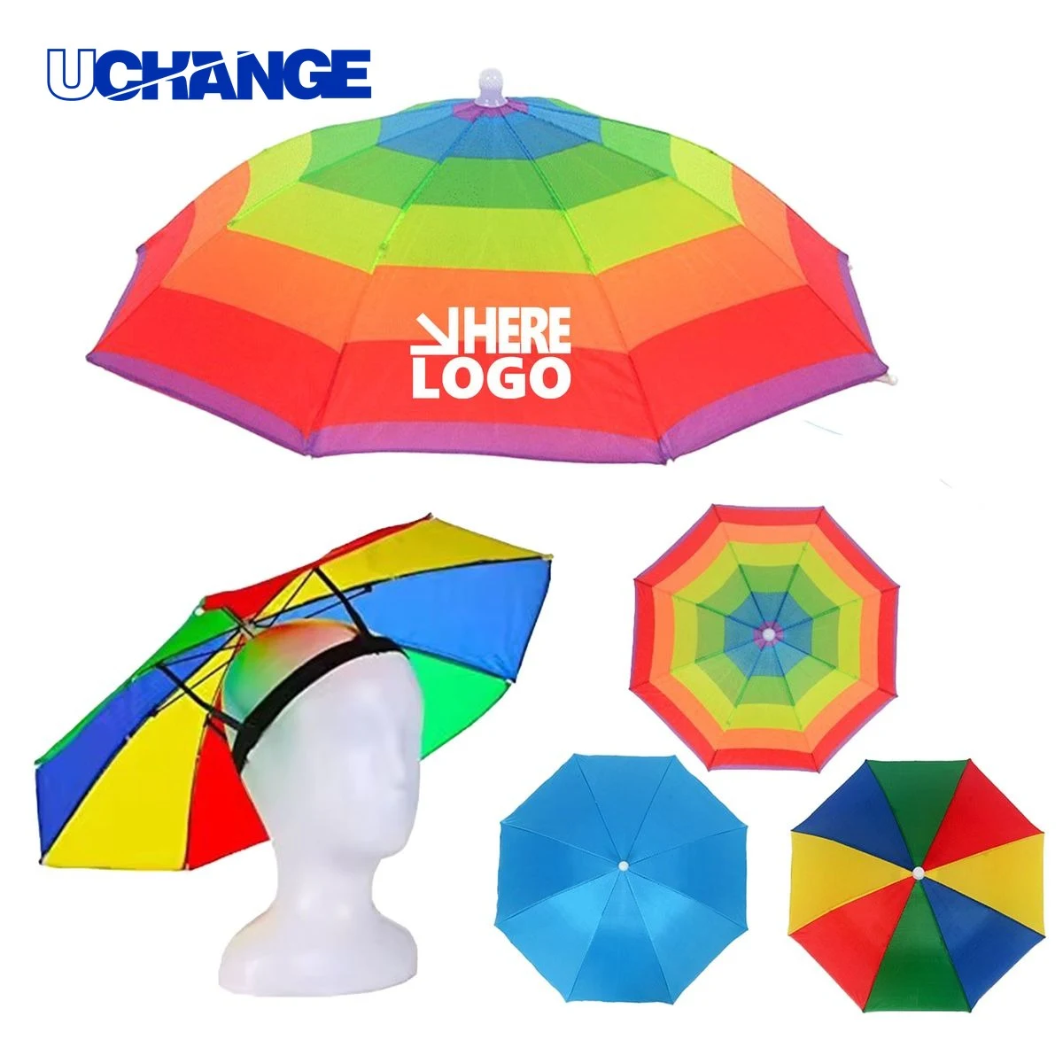 Rainbow Umbrella Hat for Outdoor Use 1