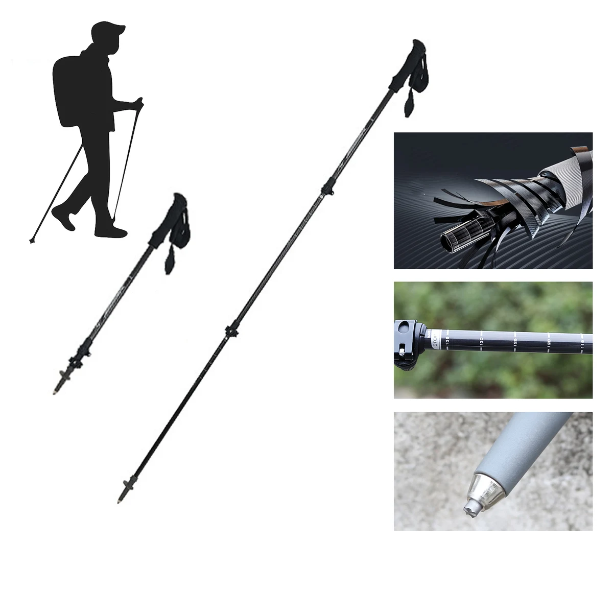 Adjustable Carbon Trekking Staff For Outdoor Hiking Travel 1