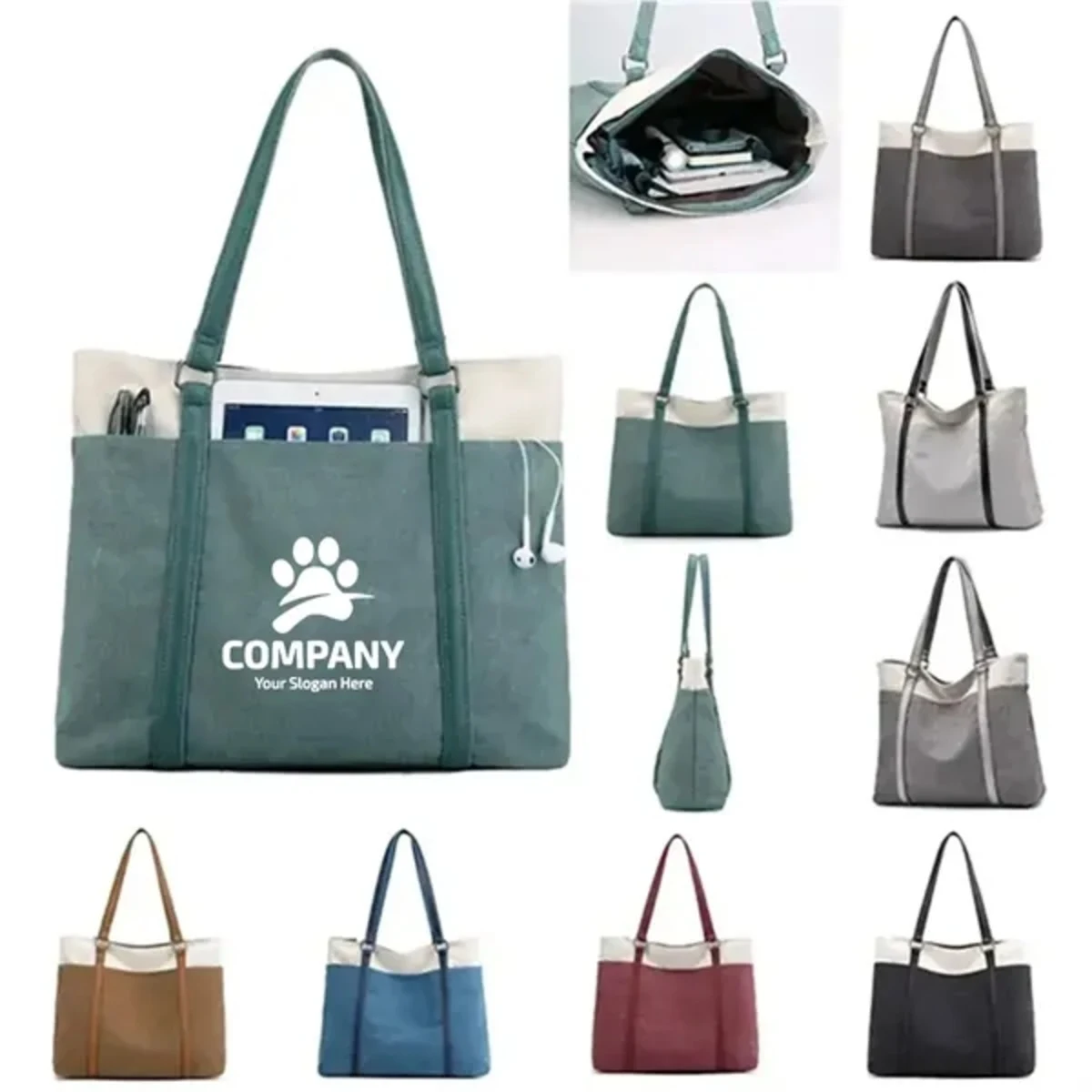 Retro Canvas Tote Bag With Handles
1