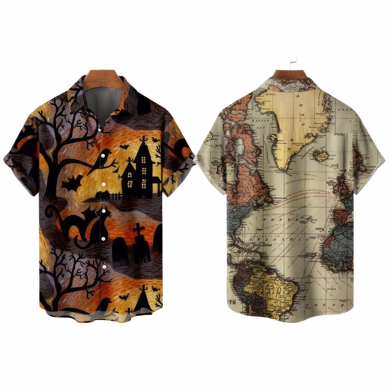 3D Digital Printing Hawaiian Shirt Custom Pattern & Summer