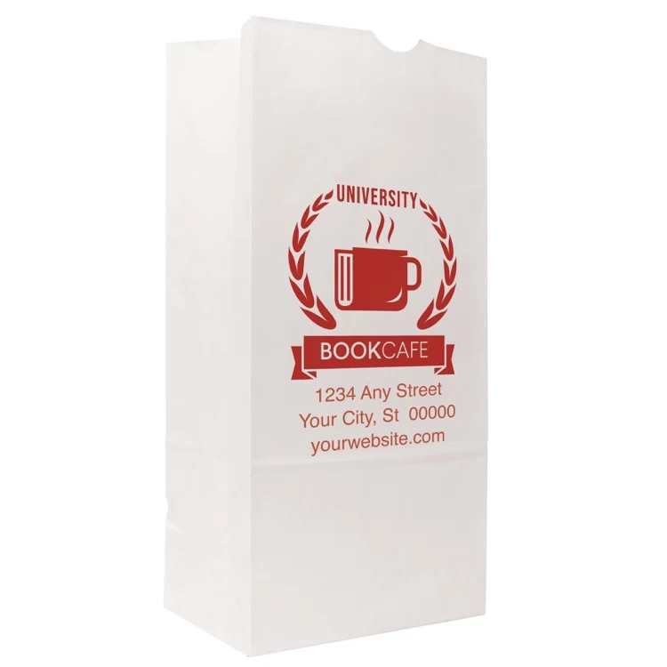 One Color 1-Sided SOS White Paper Bags (6.25" x 12.5" x 3.8125") 1