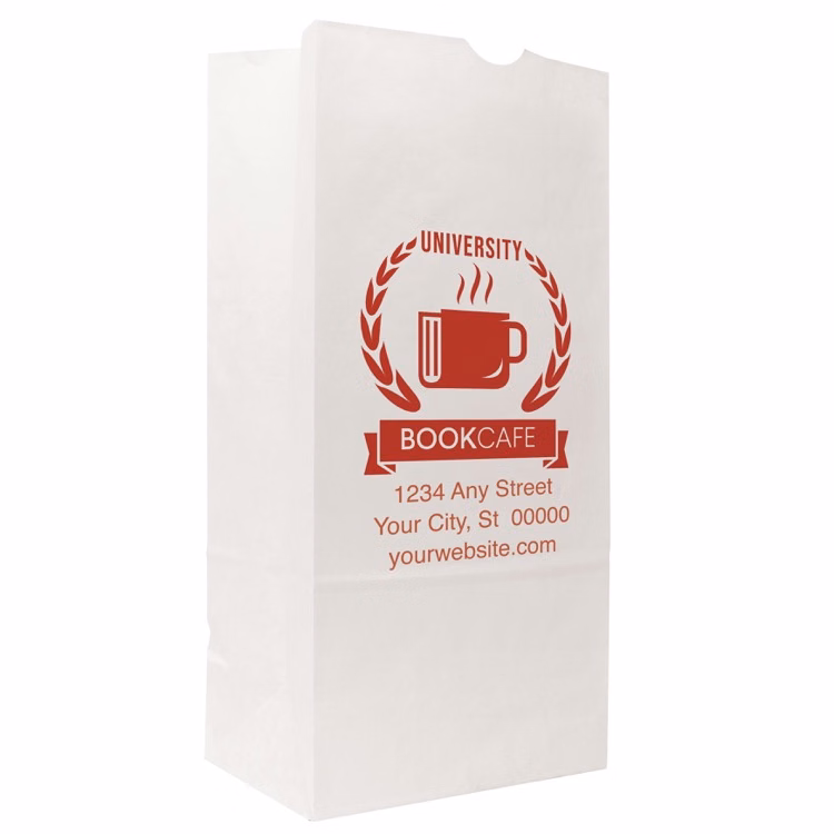 One Color 1-Sided SOS White Paper Bags (6.25" x 12.5" x 3.8125")