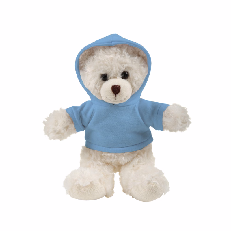 soft plush  Cream Curly Sitting Bear with hoodie