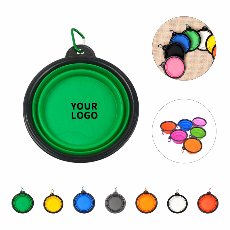 Collapsible TPE Travel Pet Bowl With Carabiner Clip