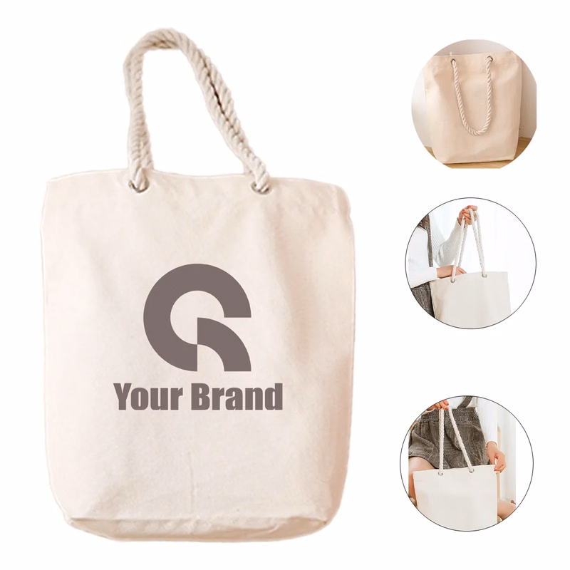 Reusable Canvas Beach Rope Handle Bulk Tote Bag