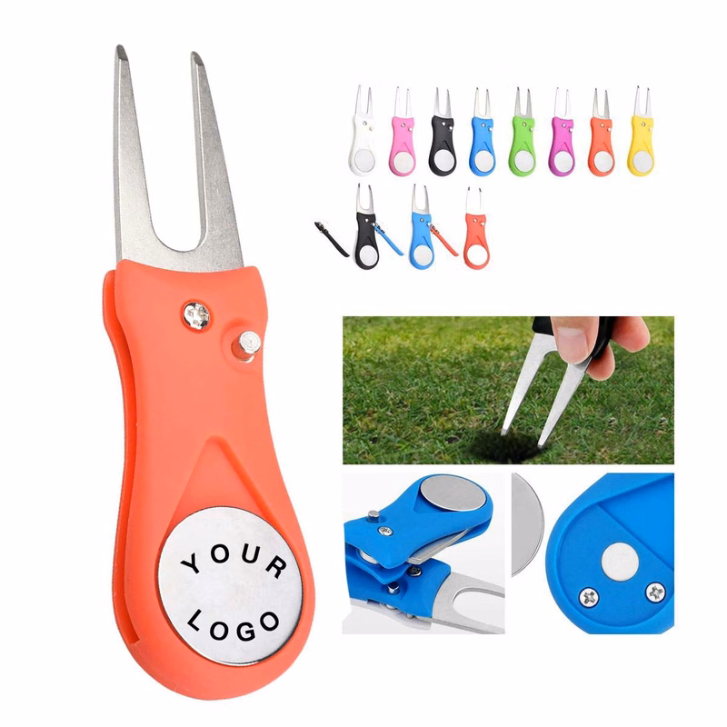 Foldable Golf Divot Tool with Magnetic Marker