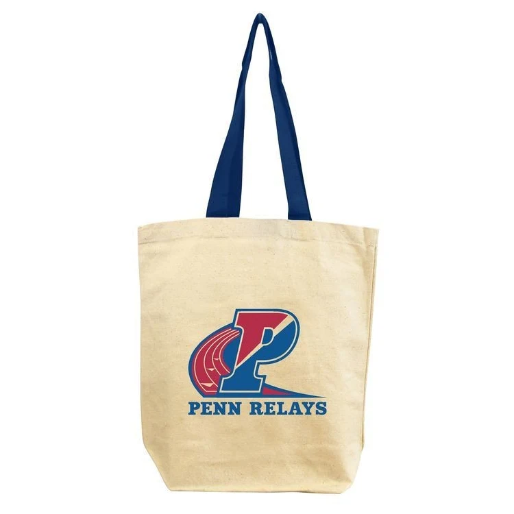 Cotton Canvas Tote Bag w/ Contrast Long Web Handles - 1 Color (15"x16"x4"), custom tote bag with logo imprint 1