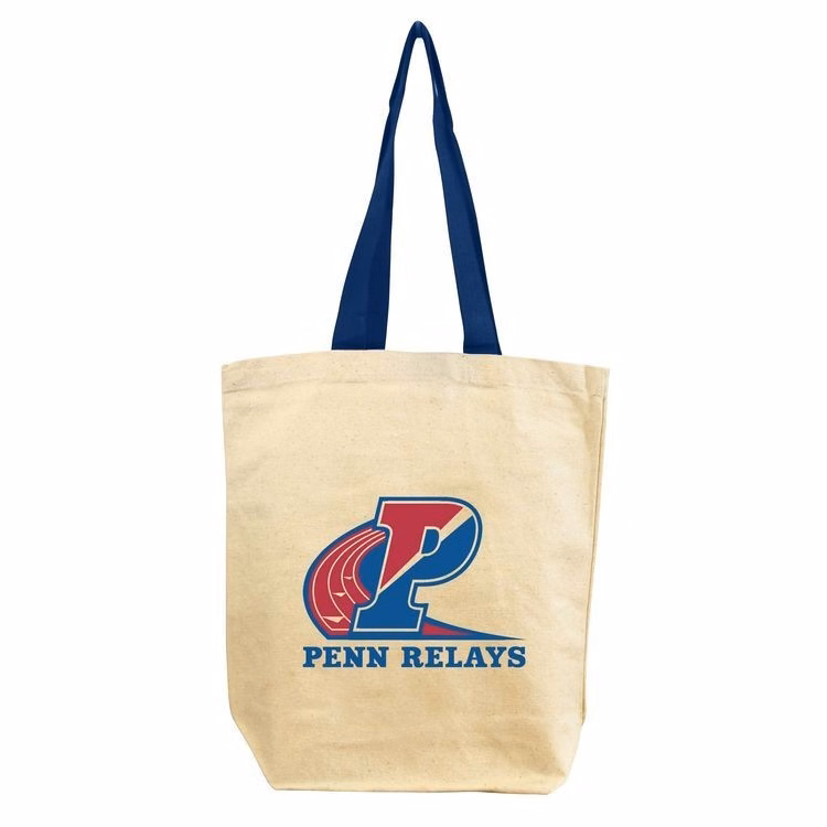 Cotton Canvas Tote Bag w/ Contrast Long Web Handles - 1 Color (15"x16"x4")