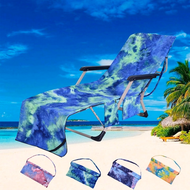 Stock Tie-dyed Microfiber Beach Lounger Towel With Pockets