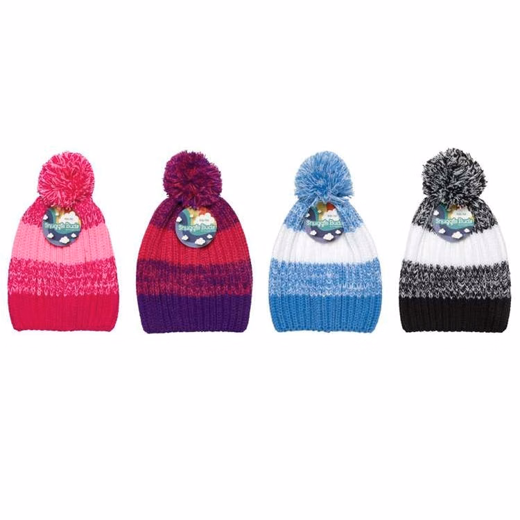 Kids Knit 2-Tone Stripe Hats Assorted Colors