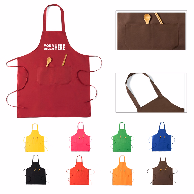 Hanging Neck Polyester Apron With Pockets