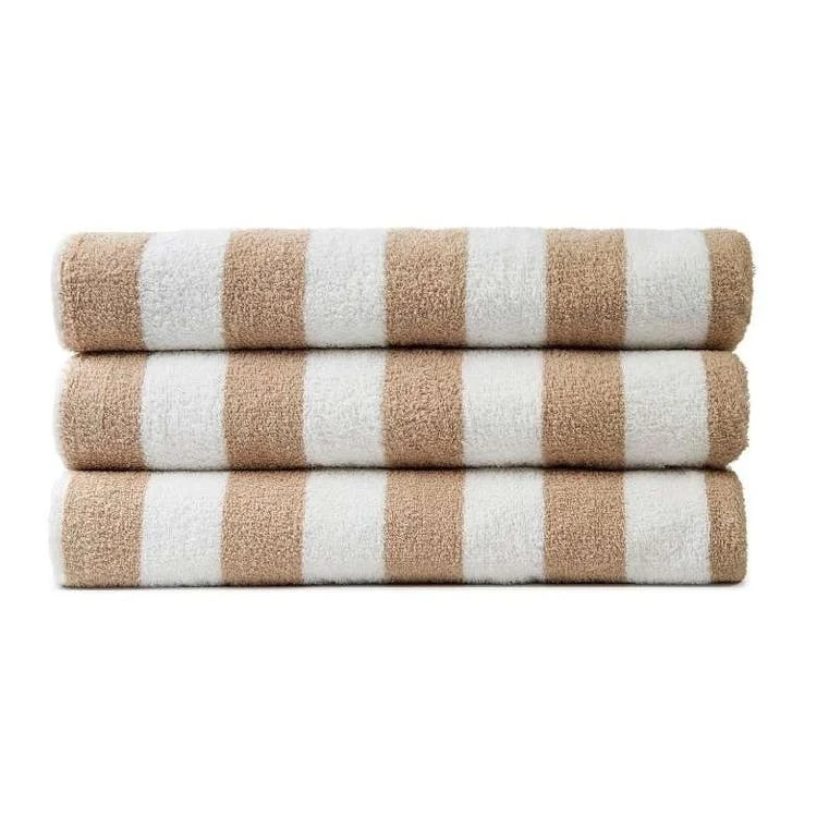 Jewel Cabana Stripe Pool Towels - 35x70 Beige 1