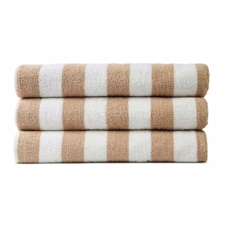 Jewel Cabana Stripe Pool Towels - 35x70 Beige
