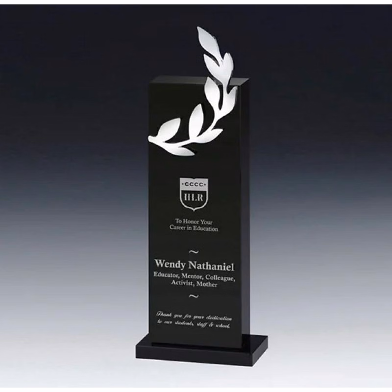 Laurel Award on Clear or Black Optical Crystal Base