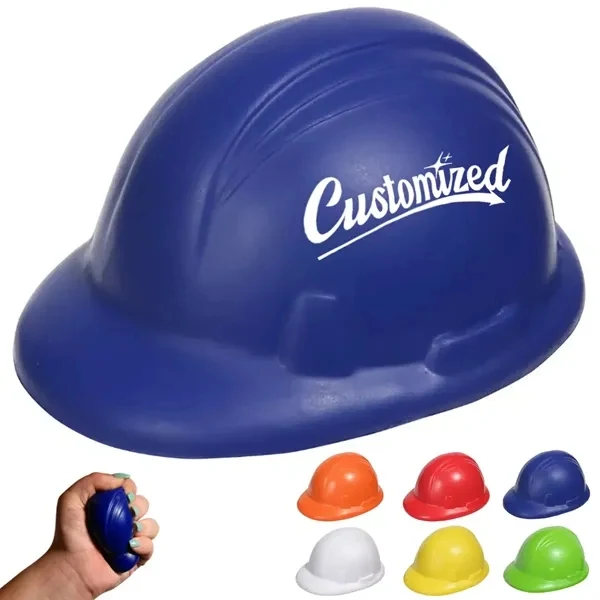Custom Hard Hat Shaped PU Foam Stress Reliever — Industrial Safety Squeeze Giveaway 1