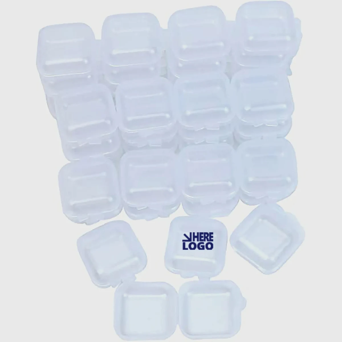 Mini Square Storage Containers Box with Hinged Lid Clear 1