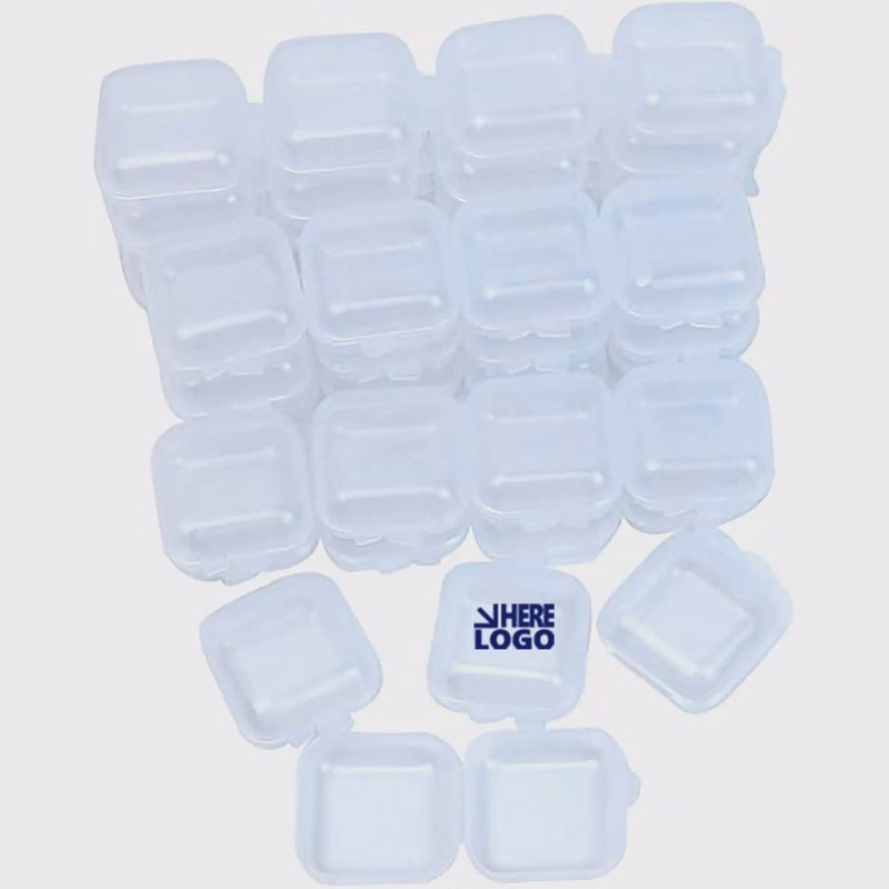 Mini Square Storage Containers Box with Hinged Lid Clear