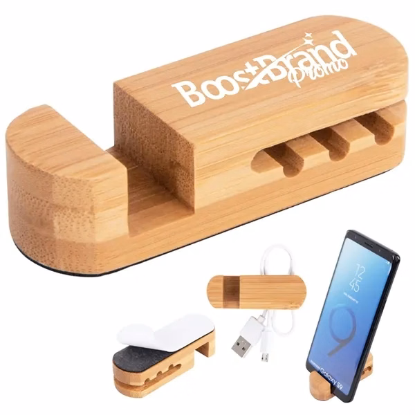 Custom Bamboo Phone Stand — 3.15 Inch Eco Friendly Portable Desk & Travel Tech Accessory