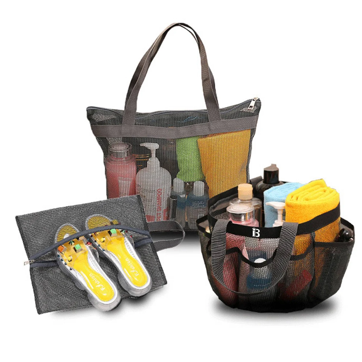 Mesh Shower Caddy Tote 8 Pockets with shoe Bag 1