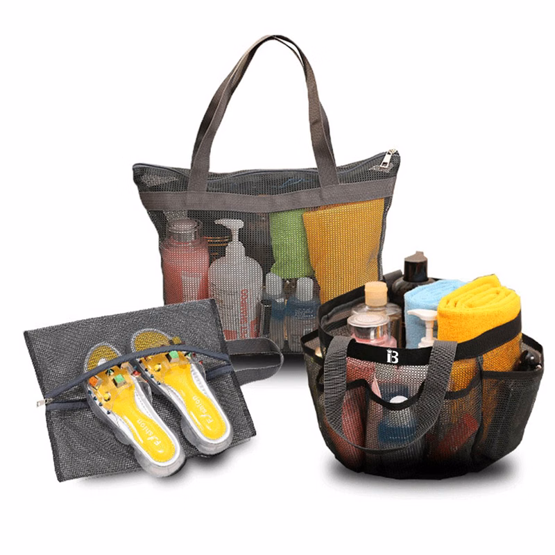 Mesh Shower Caddy Tote 8 Pockets with shoe Bag