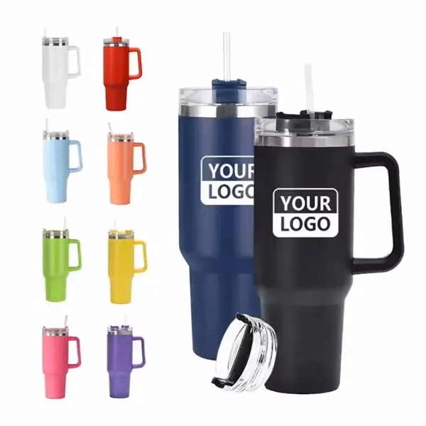 Custom 40 oz Stainless Steel Tumbler Insulated with Lid — Promotional Water Bottle