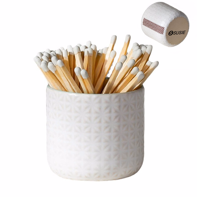 White Ceramic Match Holder With Matchstick