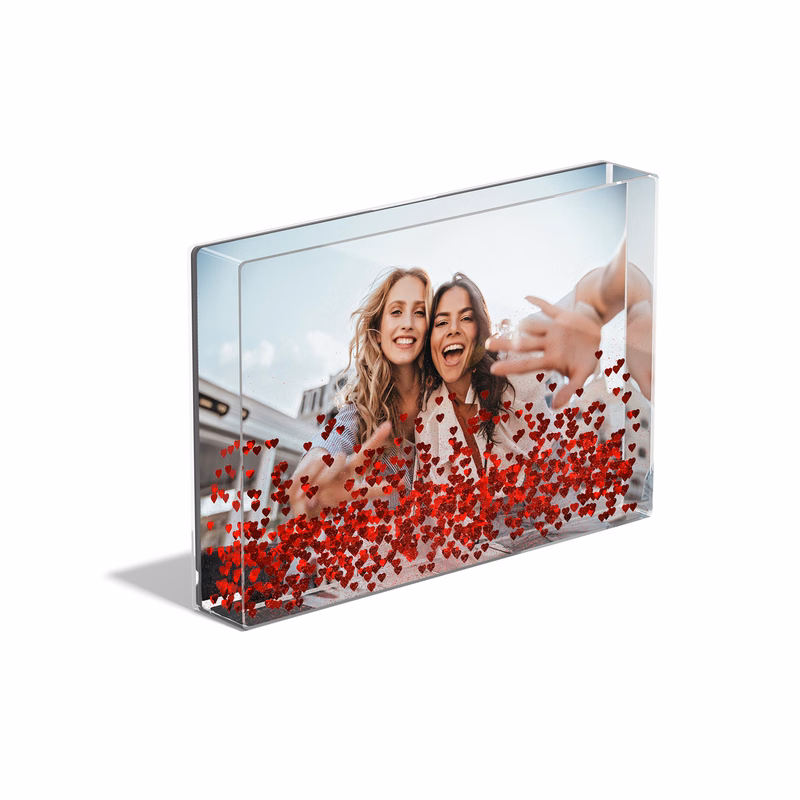 Personalized Glitter Photo Frames - 4x6 Acrylic Displays for Desk, Holiday & Gifting