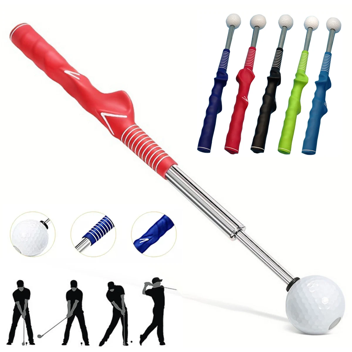 Golf Swing Trainer Aid with Grip Guide and Practice Ball 1