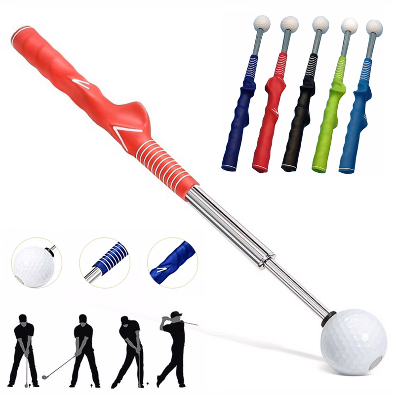 Golf Swing Trainer Aid with Grip Guide and Practice Ball