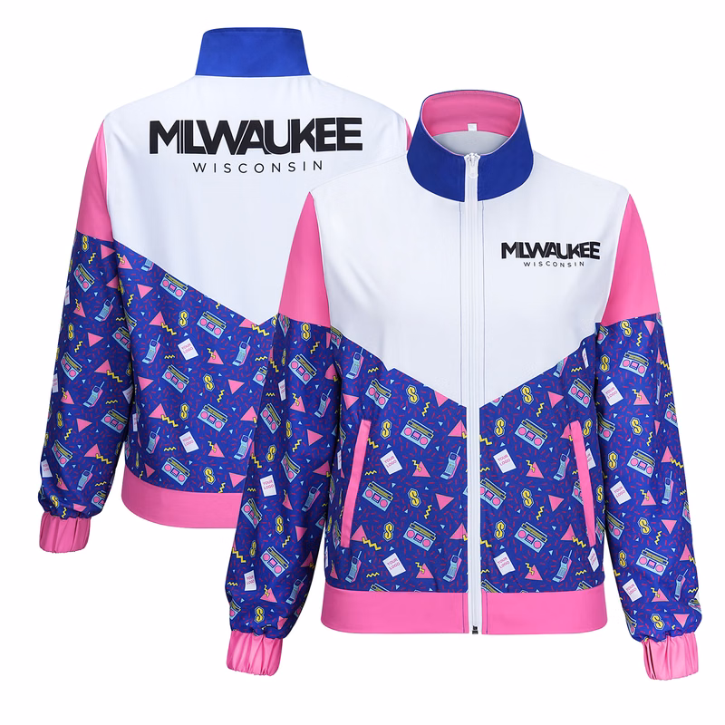 Custom 80s Retro Full Zip Long Sleeve Track Jacket
