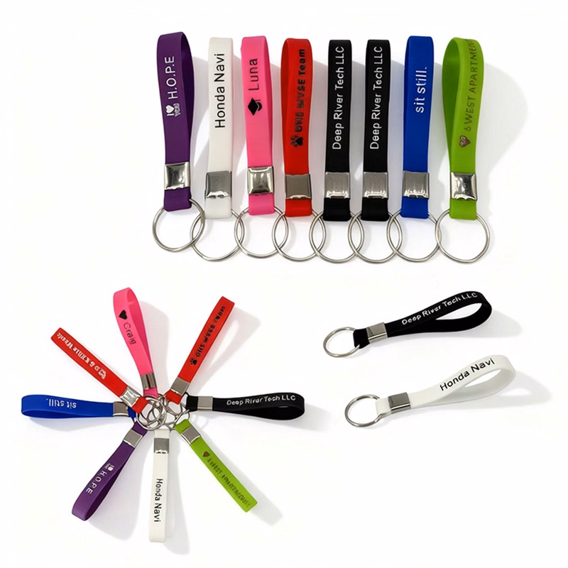 Silicone Wristband Keychain Glow In Dark Engraved