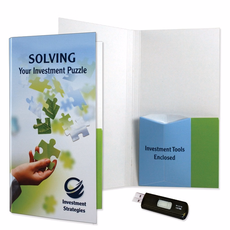 Small Flash Drive Folder with One Pocket and Built-in Flash Drive Pouch