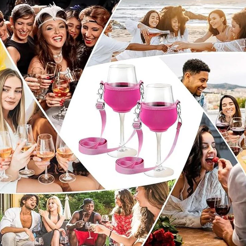 Wine Glass Holder With Lanyard, Neoprene Wine Glass Sleeve 1