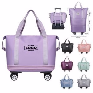 Expandable Rolling Duffel Bag with Double Layers and Foldable Design