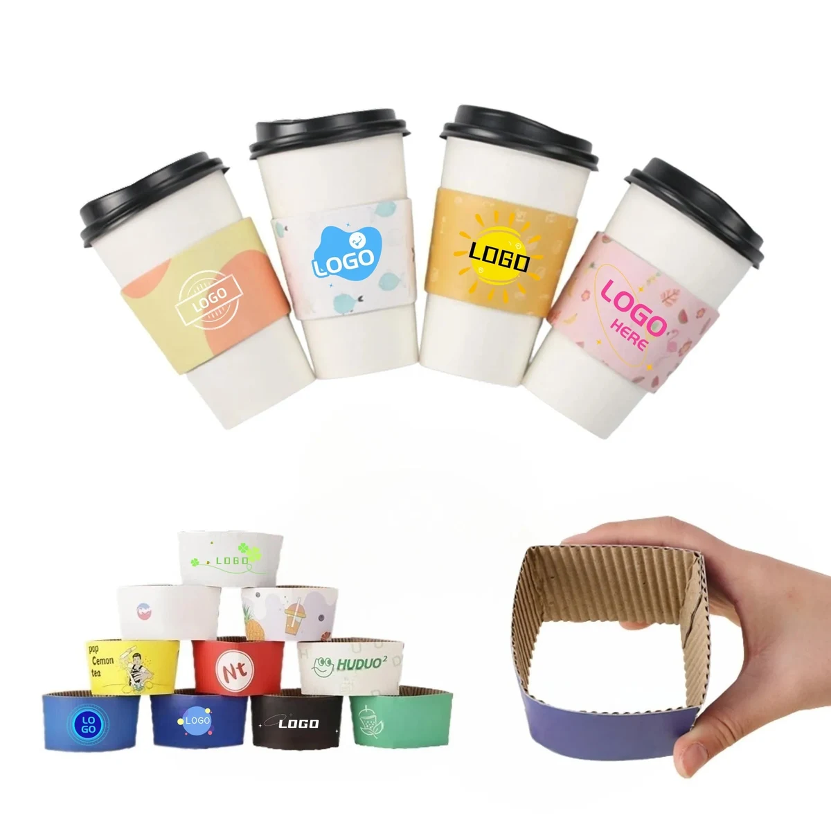 Double Layer Paper Cup Sleeves Full Color MOQ500 1