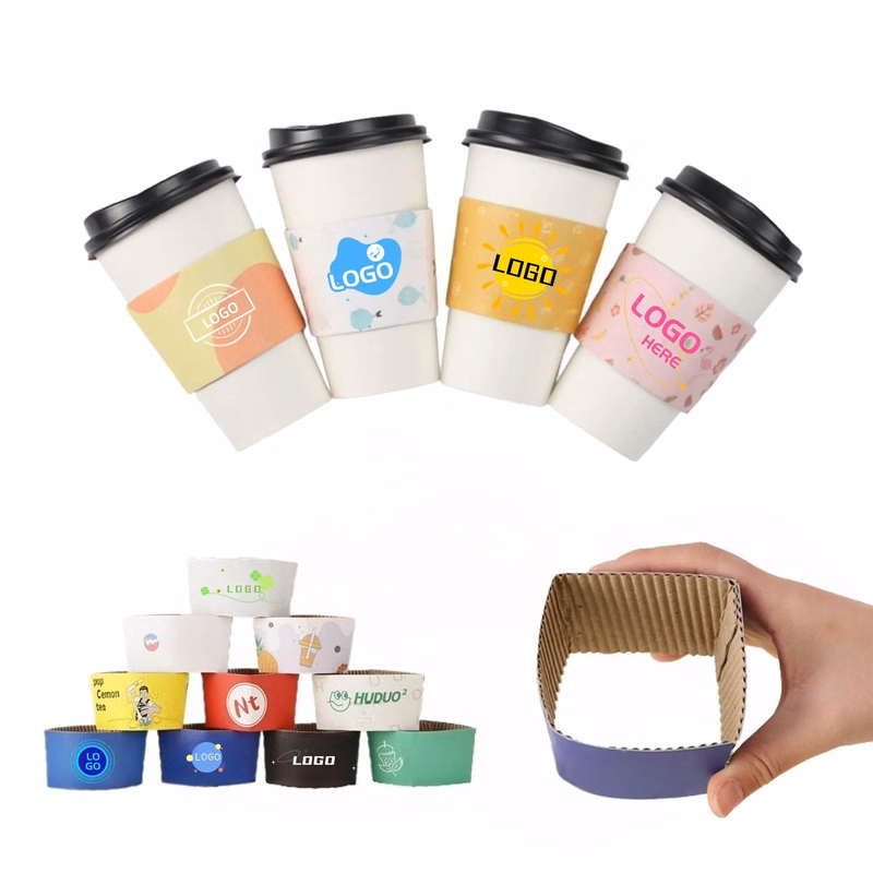 Double Layer Paper Cup Sleeves Full Color MOQ500