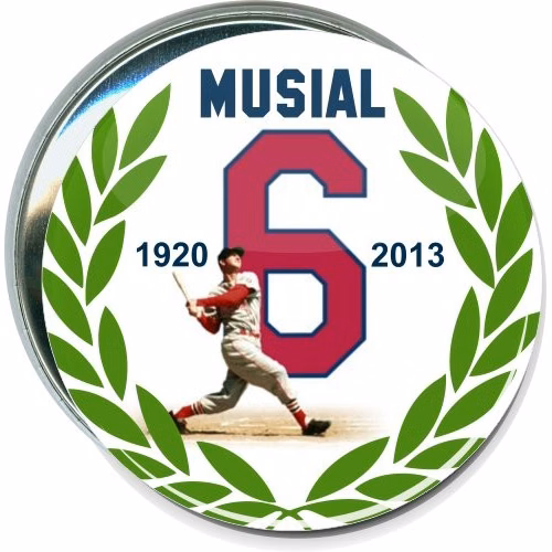 Musial, Number 6, 1920 - 2013, Baseball Button