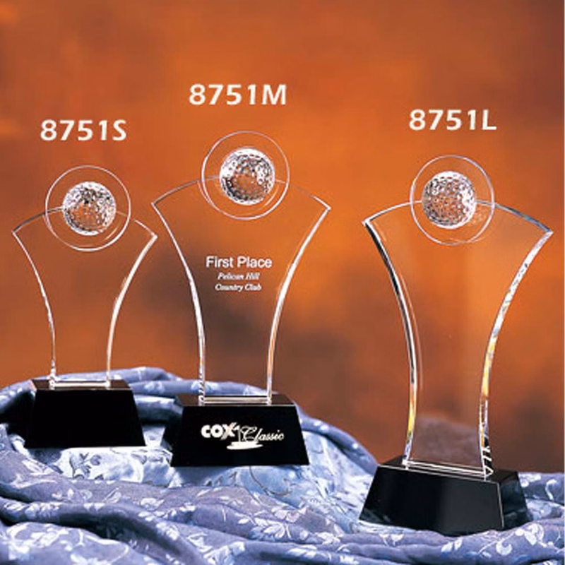 VISARY GOLF BALL POTIC CRYSTAL AWARD - MEDIUM