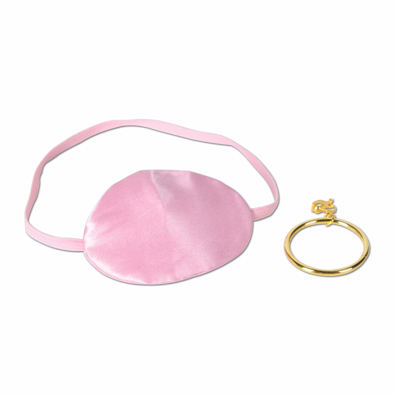 Pink Pirate Eye Patch w/ Plastic Gold Earring