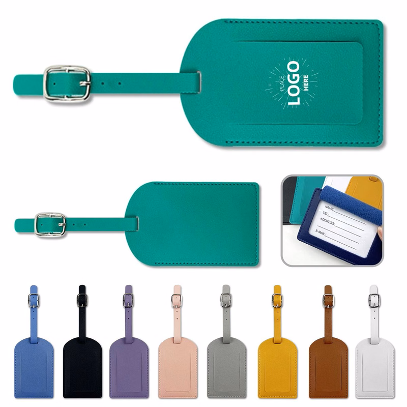 4.3"x2.8" PU Leather Luggage Tags W/ Privacy Cover