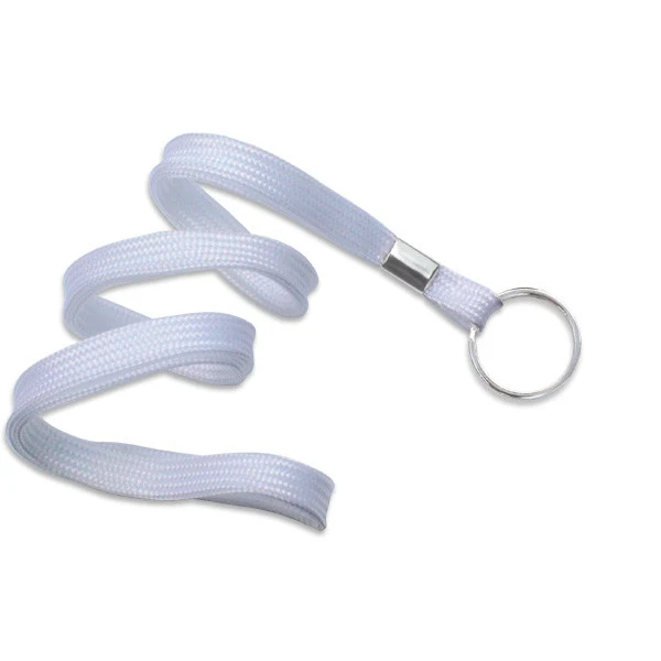 3/8" Blank Lanyard w/Split Ring (White) 1
