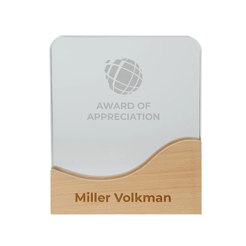 Ola Crystal Award with Wood Base 1