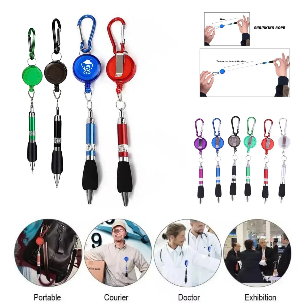 Keychain Retractable Badge Reel Ballpoint Pen 1
